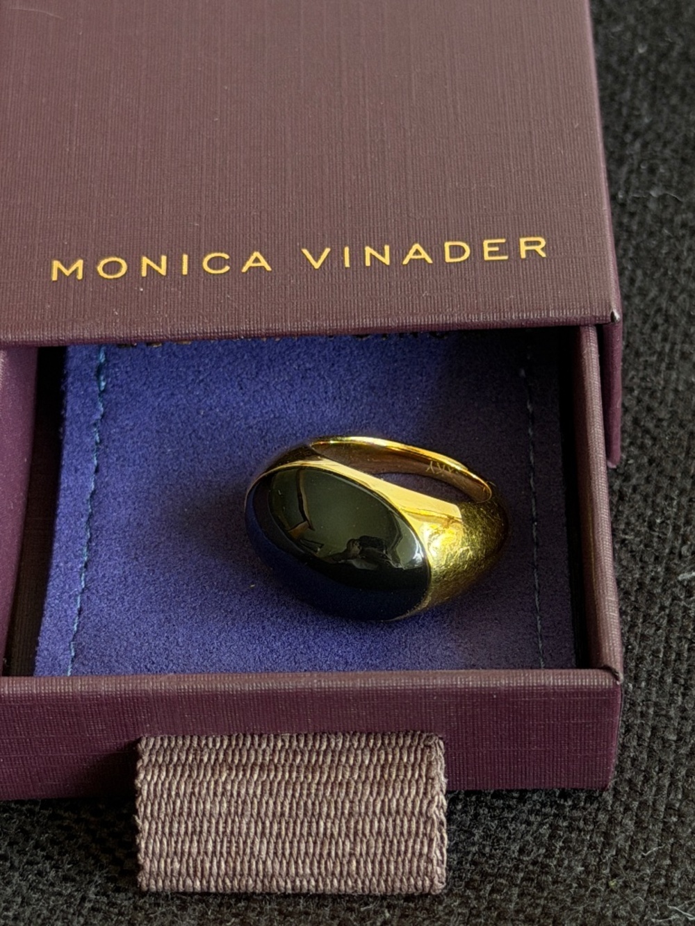 Monica Vinader Kate Young Black Gemstone Statement Ring